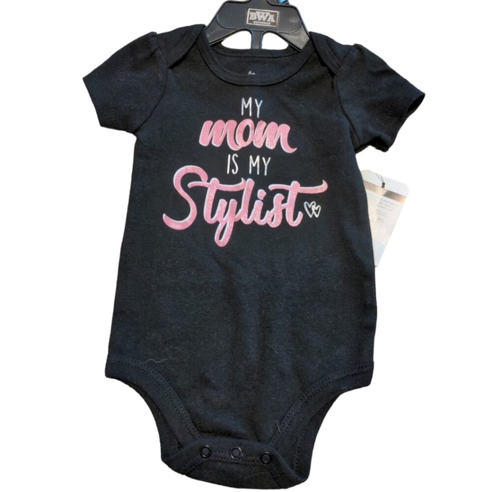 Baby Starters Black Pink 'My Mom is My Stylist' Bodysuit Baby 3-6 Months NEW